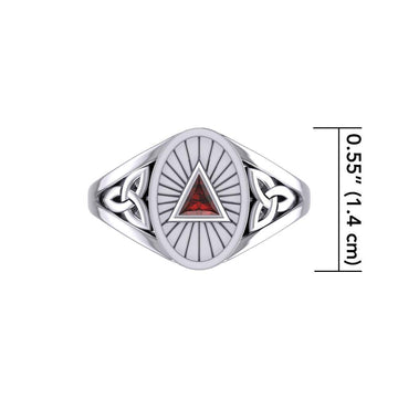 Silver Celtic Trinity Knot Ring with Inlaid Recovery Symbol TRI1930 - Jewelry